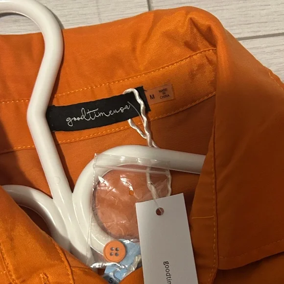 Orange Button-Up Romper - Picture 7 of 7